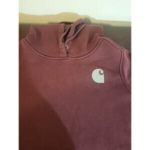 CARHARTT unisex Maroon Relaxed Fit Hoodie Pullover Sweatshirt - Size Small
